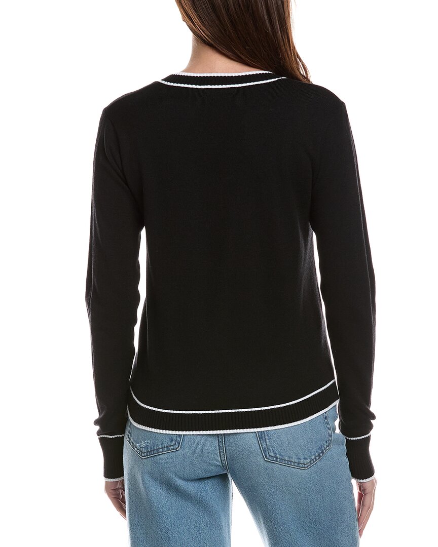 Theo And Spence Stipe Trim V-Neck Sweater