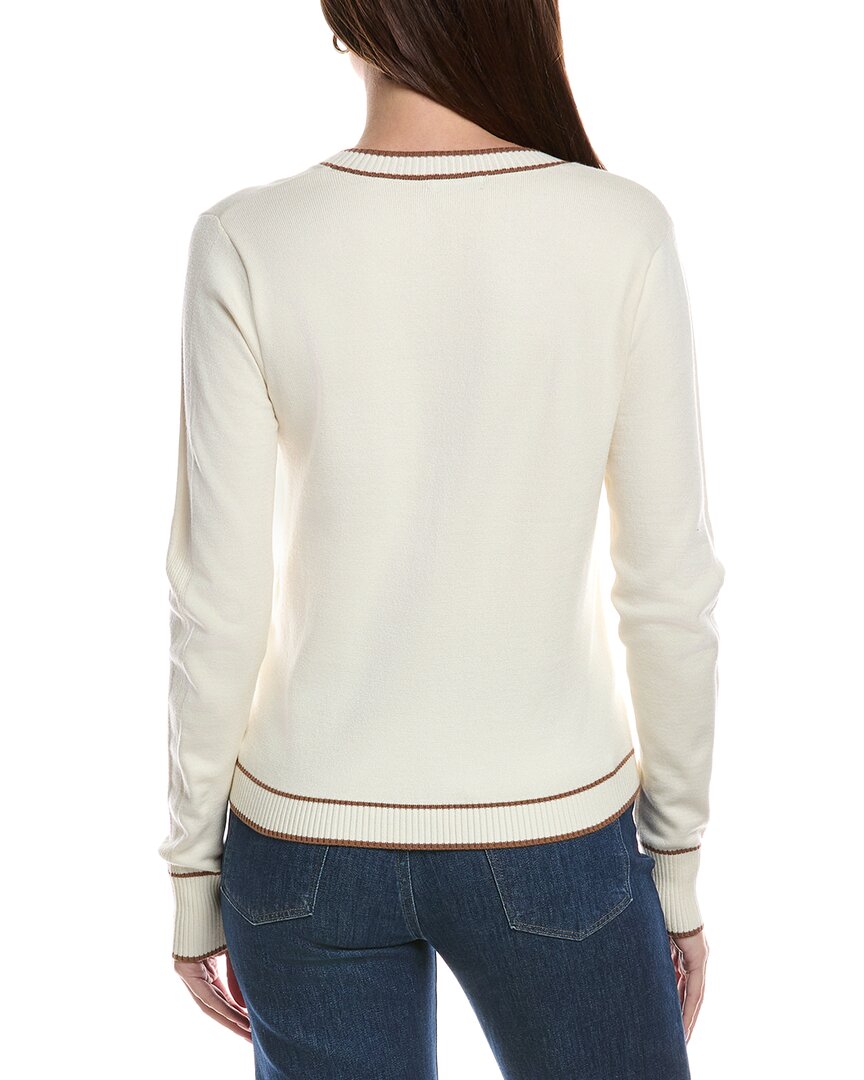 Theo And Spence Stipe Trim V-Neck Sweater