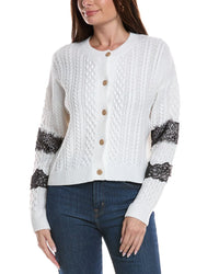 Theo And Spence Lace Detail Cable Knit Cardigan