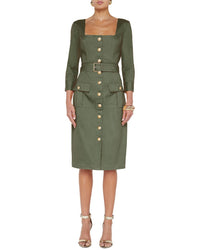 L'agence Bordeaux 3/4 Sleeve Midi Dress