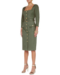 L'agence Bordeaux 3/4 Sleeve Midi Dress