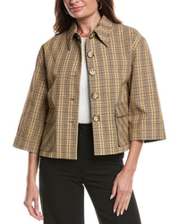 St. John Technical Plaid Wool-Blend Jacket