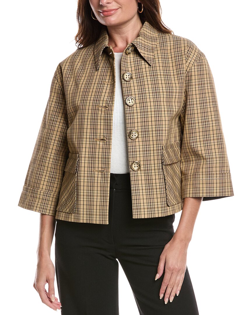 St. John Technical Plaid Wool-Blend Jacket