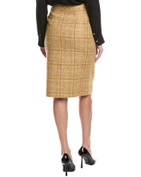 St. John Check Tweed Wool-Blend Skirt