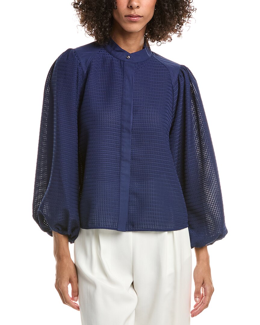 Derek Lam 10 Crosby Dianne Mini Grid Georgette Blouse