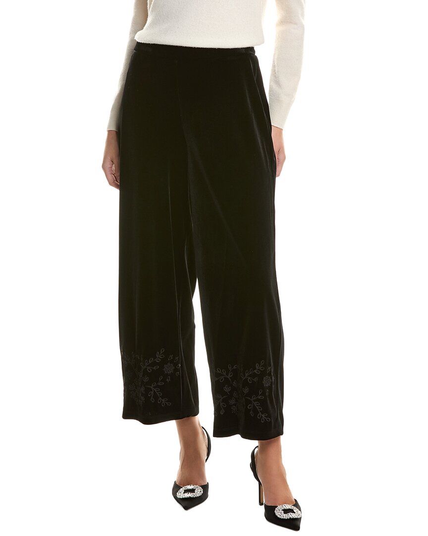 Jones New York Velvet Embroidered Wide Leg Pant