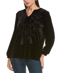 Jones New York Jones New York Embroidered Velvet Top