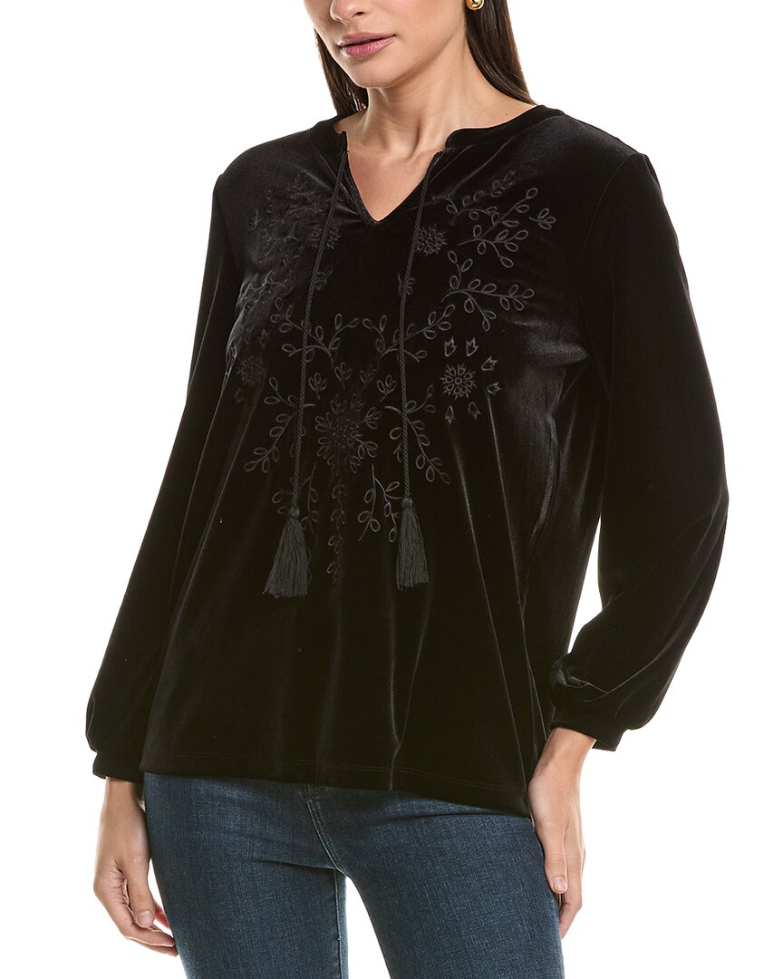 Jones New York Jones New York Embroidered Velvet Top