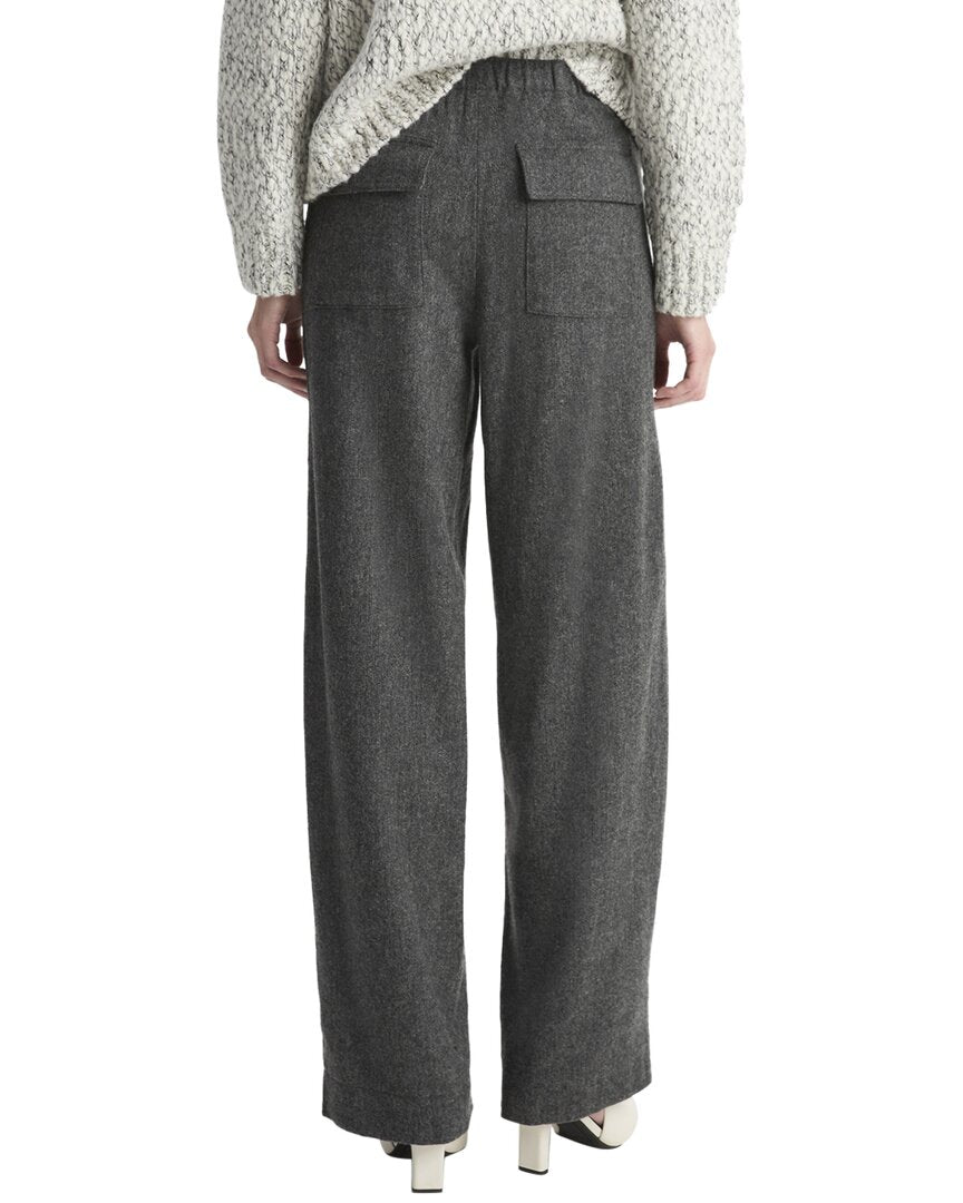 Vince Mid-Rise Brushed Herringbone Flannel Utility Wool-Blend Pant