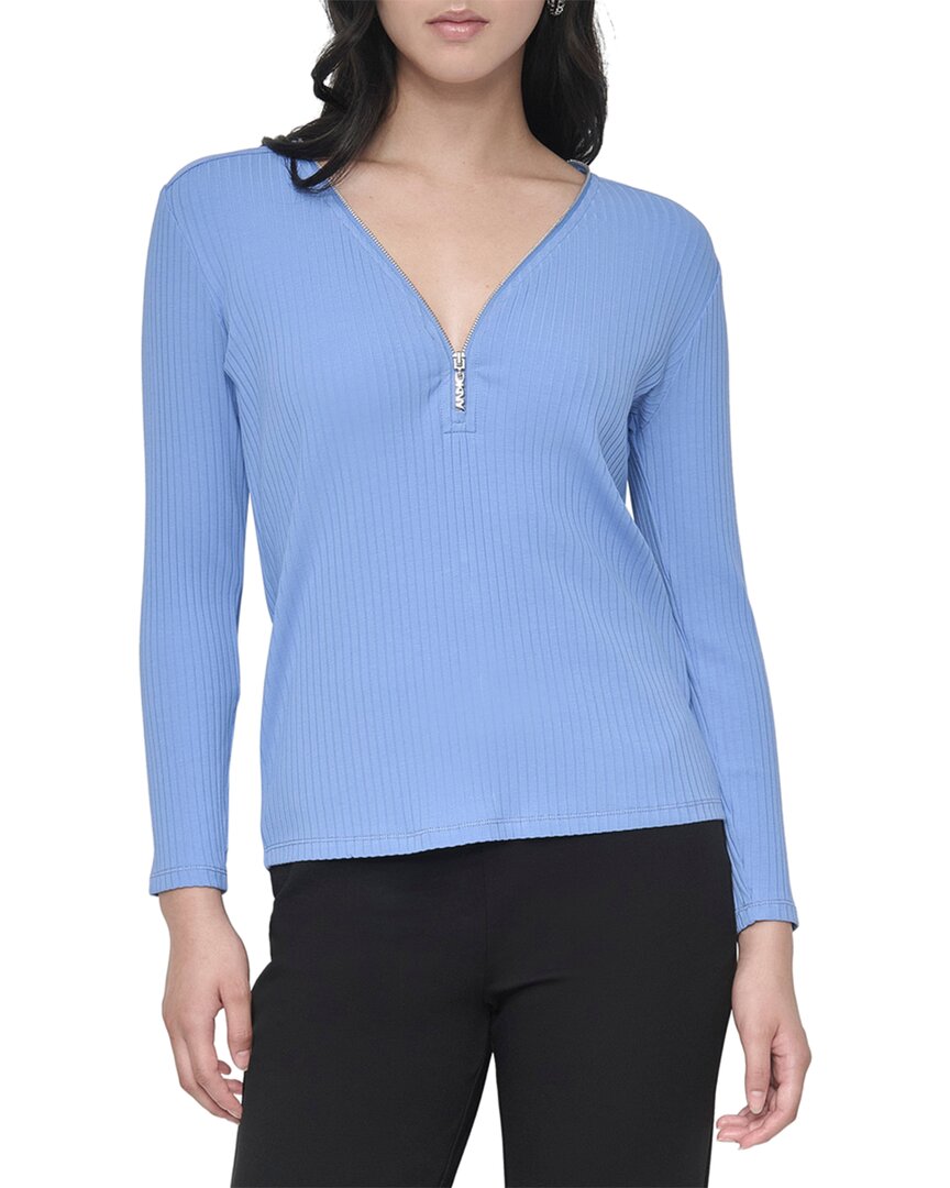 Dkny Zip V-Neck Top