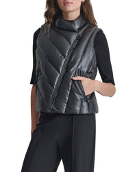 Dkny Asymmetrical Zip Puffer Vest