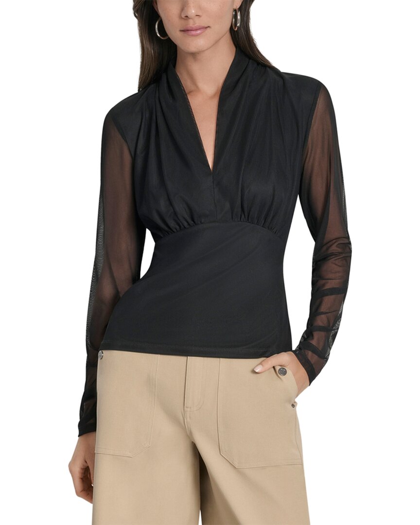 Dkny Mesh V-Neck Top