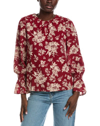 Cece Smocked Flounce Sleeve Blouse