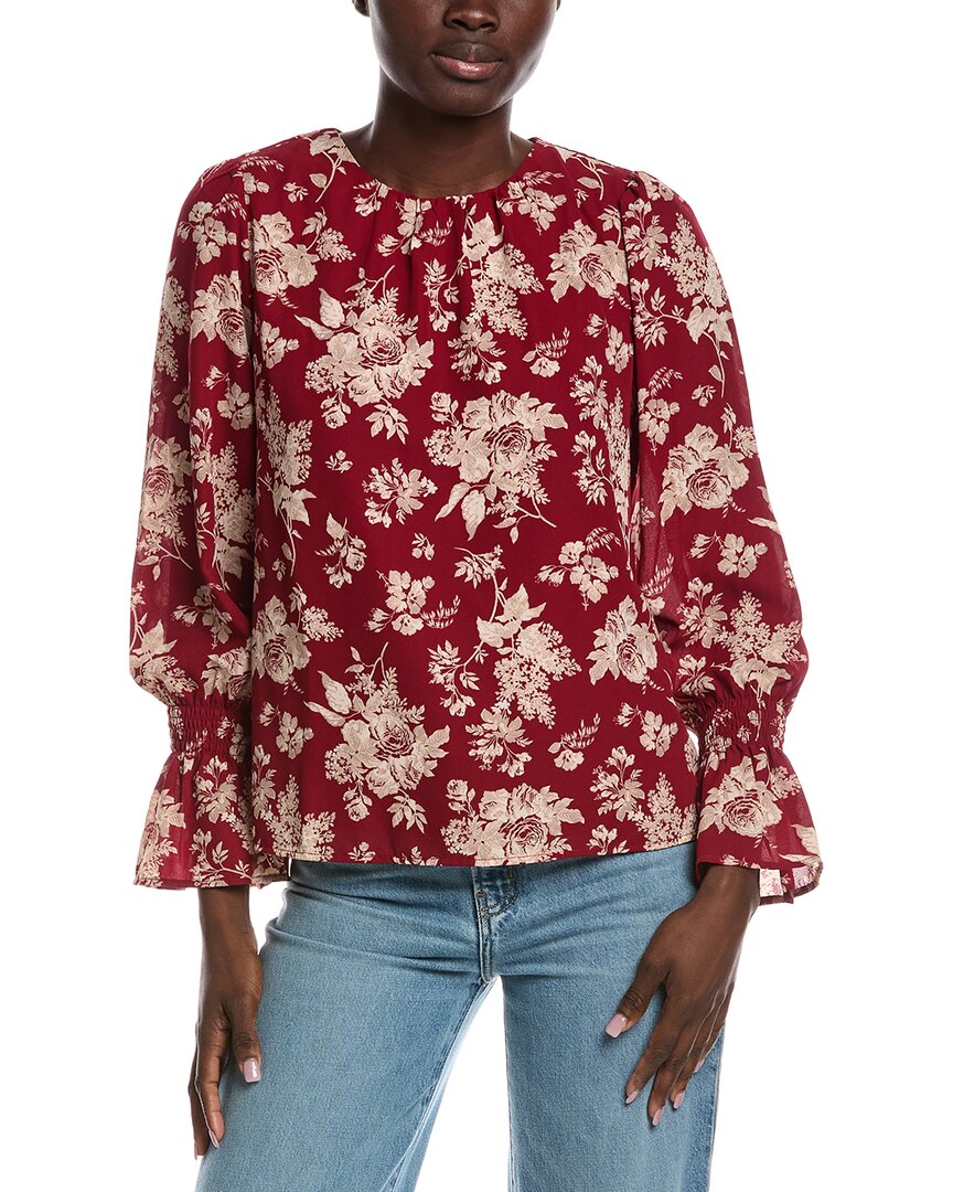Cece Smocked Flounce Sleeve Blouse