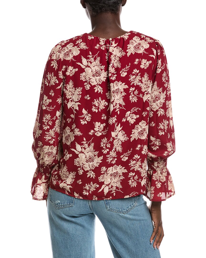 Cece Smocked Flounce Sleeve Blouse
