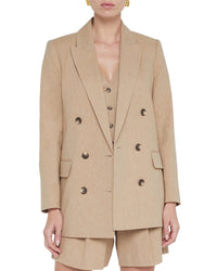 L’Agence Aimee Relax Double Breasted Linen-Blend Blazer