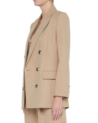 L’Agence Aimee Relax Double Breasted Linen-Blend Blazer