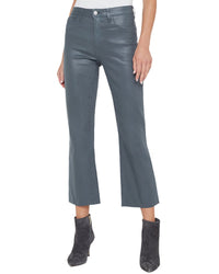 L'agence Kendra High-Rise Crop Dark Shadow Coated Crop Flare Jean