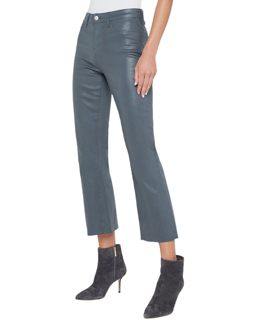 L'agence Kendra High-Rise Crop Dark Shadow Coated Crop Flare Jean
