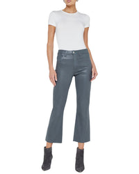 L'agence Kendra High-Rise Crop Dark Shadow Coated Crop Flare Jean