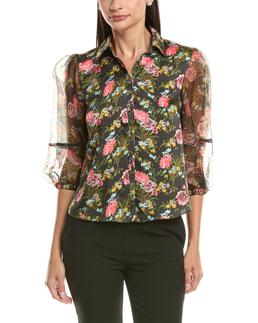 Cinq À Sept Karyn Impressionist Floral Silk-Trim Top