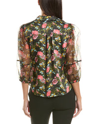 Cinq À Sept Karyn Impressionist Floral Silk-Trim Top