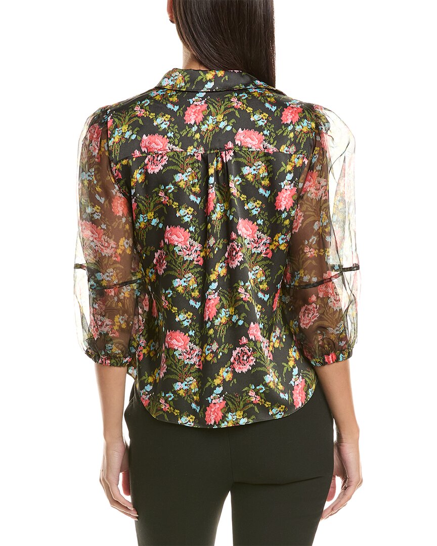 Cinq À Sept Karyn Impressionist Floral Silk-Trim Top