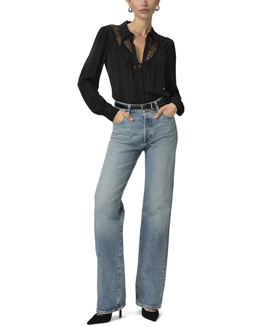 Paige Petite Sawyer Vanda Distressed Wide Leg Jean