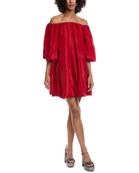Valentino Oversized Puff Sleeve Silk Dress