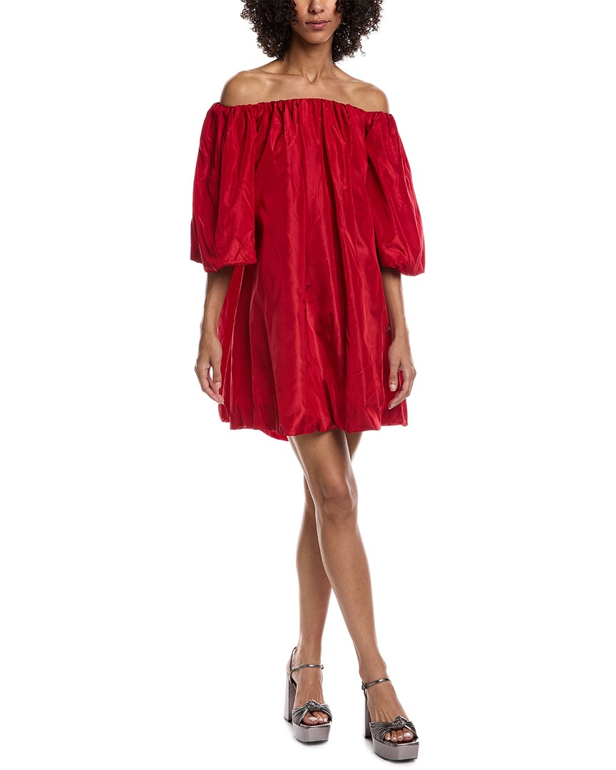 Valentino Oversized Puff Sleeve Silk Dress
