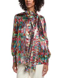 Valentino Metallic Logo Silk-Blend Shirt