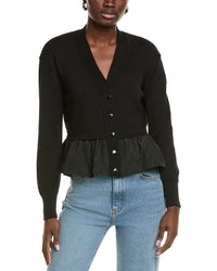 Moncler Peplum Cashmere & Silk-Blend Cardigan
