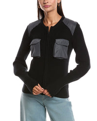Minnie Rose Shaker Utility Zip Cashmere-Blend Jacket