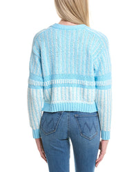 Cotton By Autumn Cashmere 2-Tone Jacquard Cropped V-Neck Cardigan