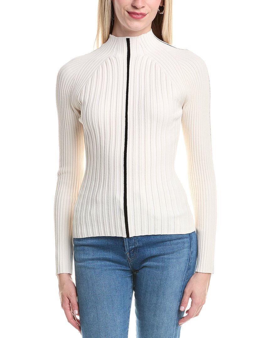 Autumn Cashmere Rib Funnel Contrast Vertical Detail Sweater