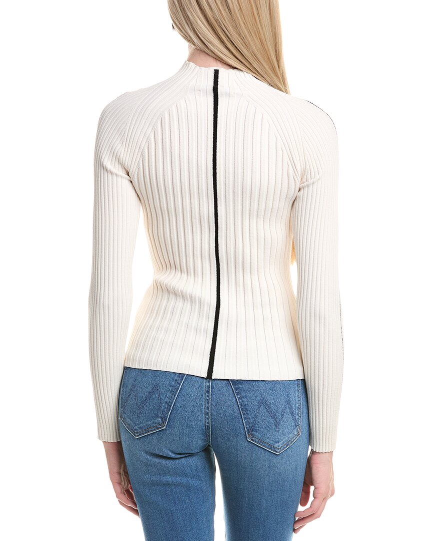 Autumn Cashmere Rib Funnel Contrast Vertical Detail Sweater