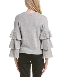 Autumn Cashmere Tiered Ruffle Sleeve Cashmere Sweater