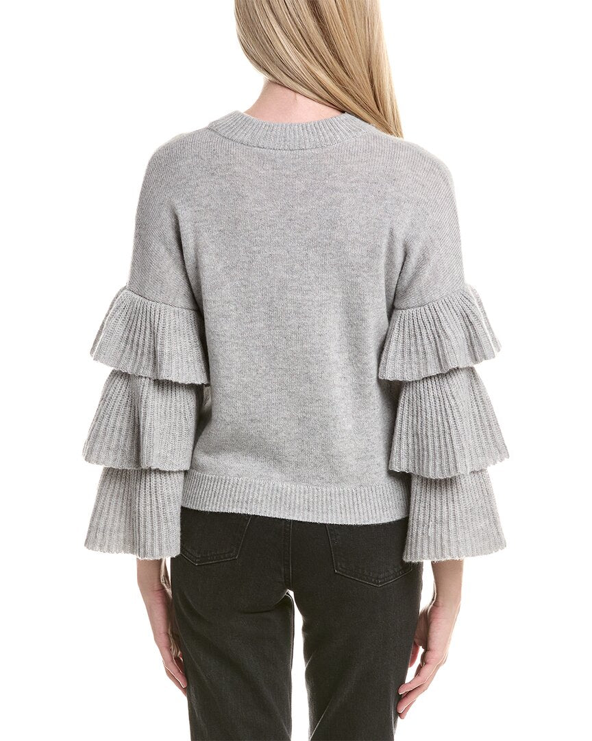 Autumn Cashmere Tiered Ruffle Sleeve Cashmere Sweater