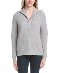 Autumn Cashmere Shaker 1/2-Zip Mock Neck Cashmere Sweater