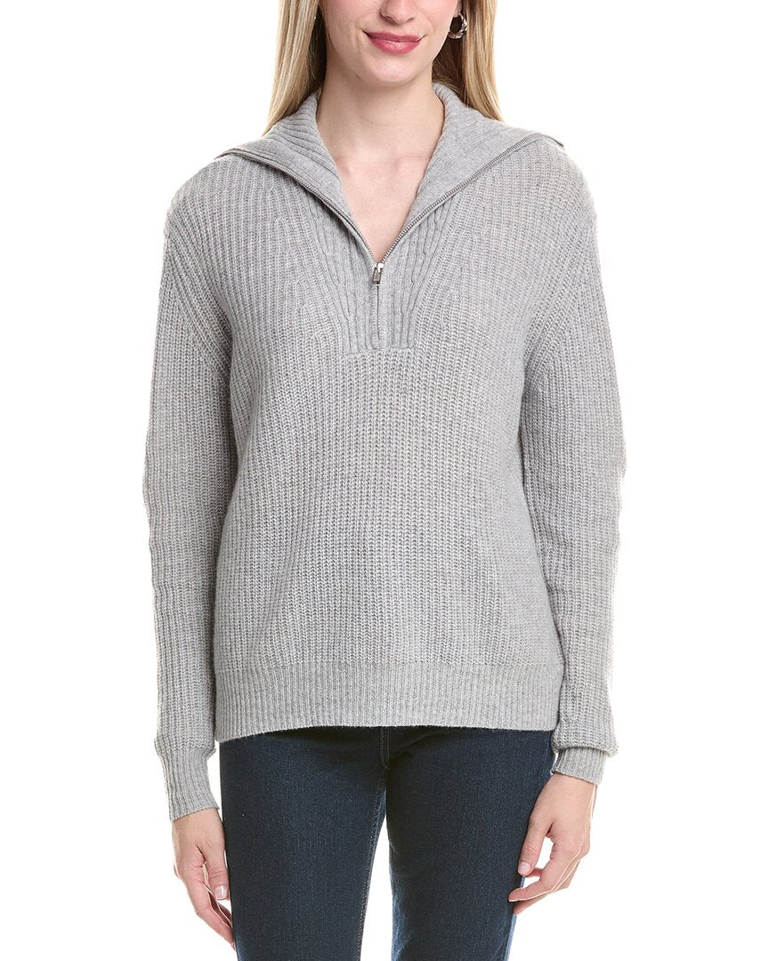 Autumn Cashmere Shaker 1/2-Zip Mock Neck Cashmere Sweater