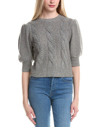 Autumn Cashmere Puff Sleeve Cable Cashmere & Wool-Blend Sweater