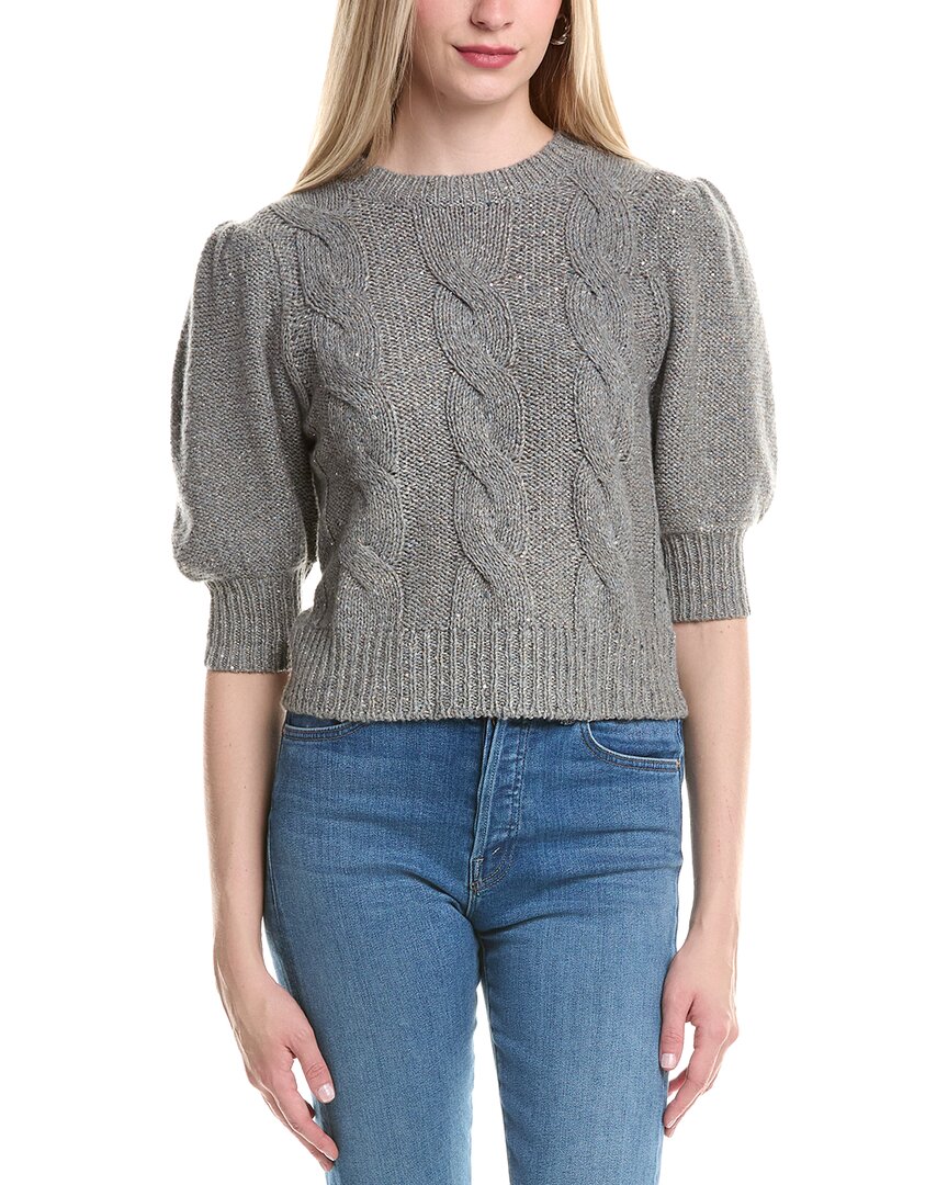 Autumn Cashmere Puff Sleeve Cable Cashmere & Wool-Blend Sweater