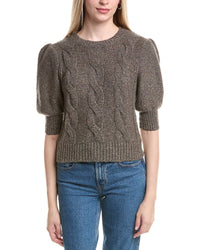 Autumn Cashmere Puff Sleeve Cable Cashmere & Wool-Blend Sweater