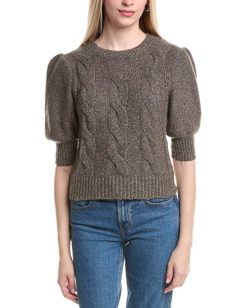 Autumn Cashmere Puff Sleeve Cable Cashmere & Wool-Blend Sweater