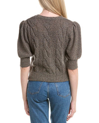 Autumn Cashmere Puff Sleeve Cable Cashmere & Wool-Blend Sweater