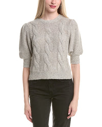 Autumn Cashmere Puff Sleeve Cable Cashmere & Wool-Blend Sweater