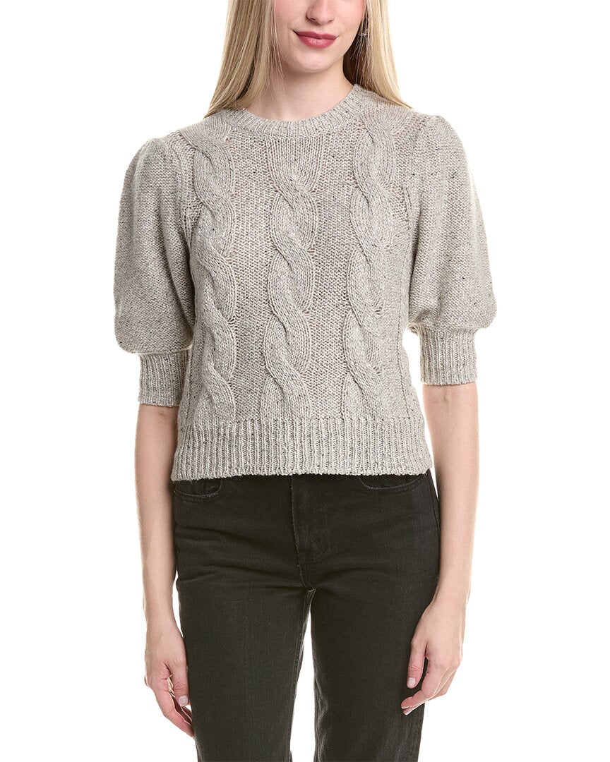 Autumn Cashmere Puff Sleeve Cable Cashmere & Wool-Blend Sweater