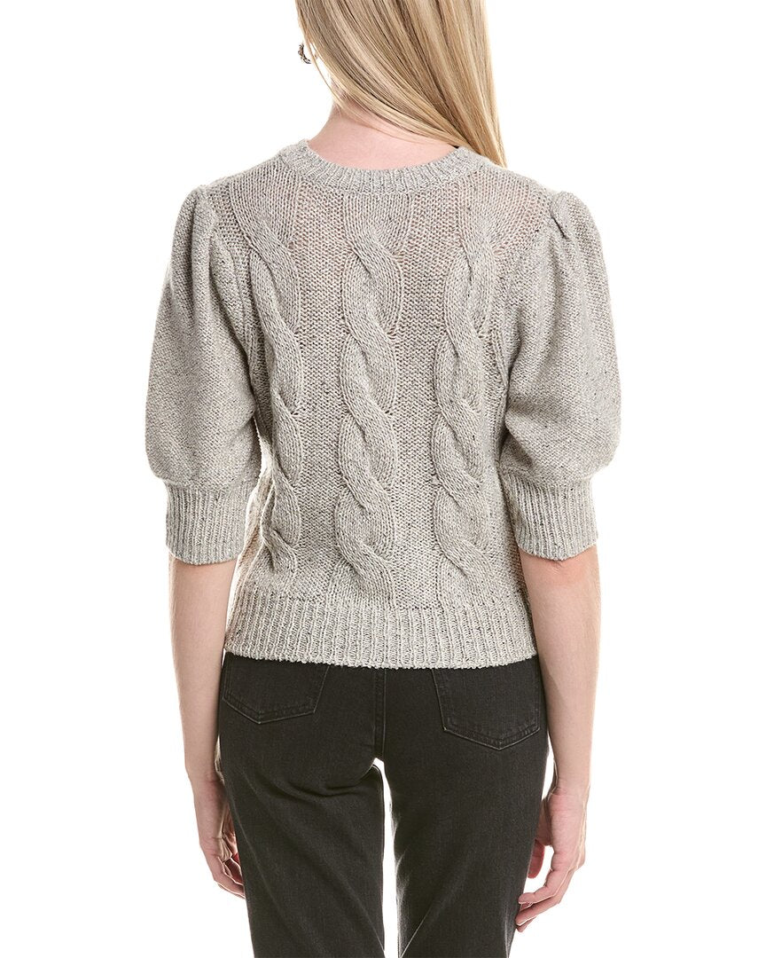 Autumn Cashmere Puff Sleeve Cable Cashmere & Wool-Blend Sweater