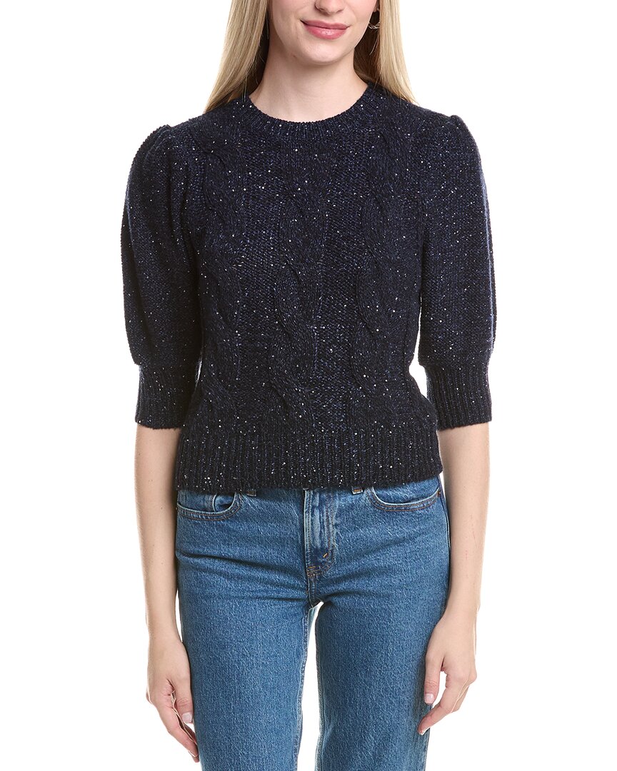 Autumn Cashmere Puff Sleeve Cable Cashmere & Wool-Blend Sweater