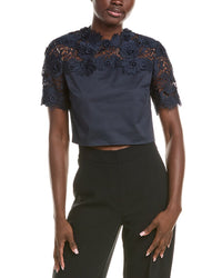 Oscar De La Renta Water Lily Guipure Silk-Lined Top